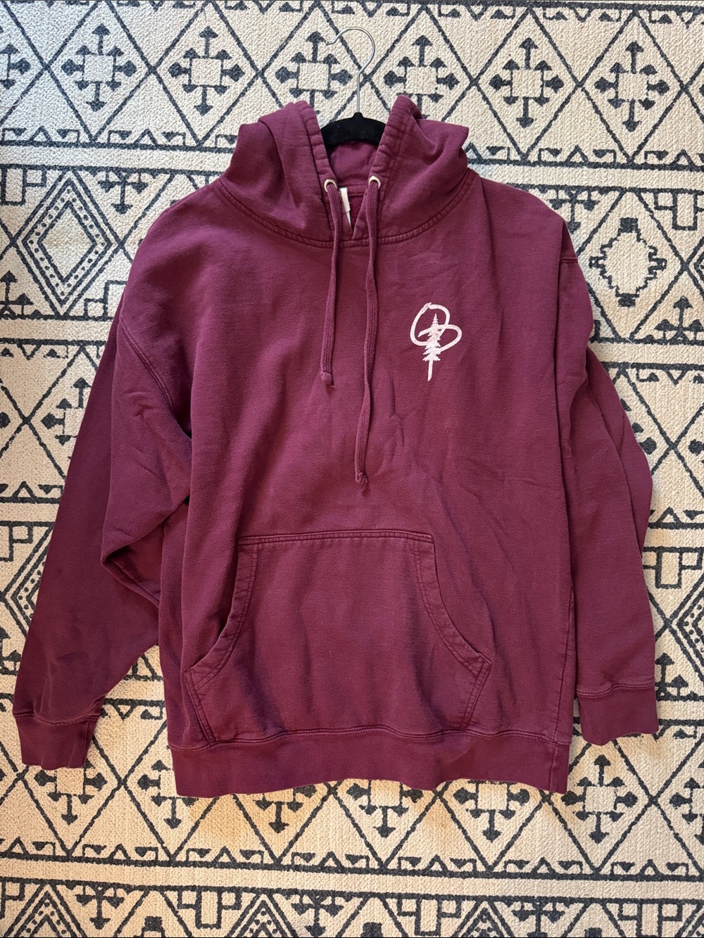 Maroon OP Olympic Peninsula Pullover Hoodie with Chest Logo and Back Graphic